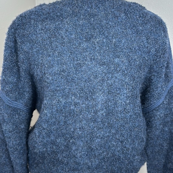Poetry Alpaca Blend Heathered Navy Blue Bouclé Sweater, Size 6 - Picture 8 of 11